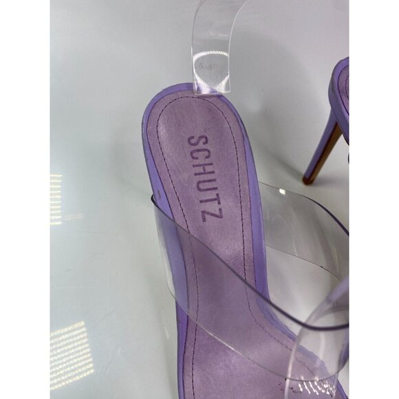 Schutz Women's Purple Leather Heeled Sandals - Ariella Sz 8.5 - Picture 3 of 10